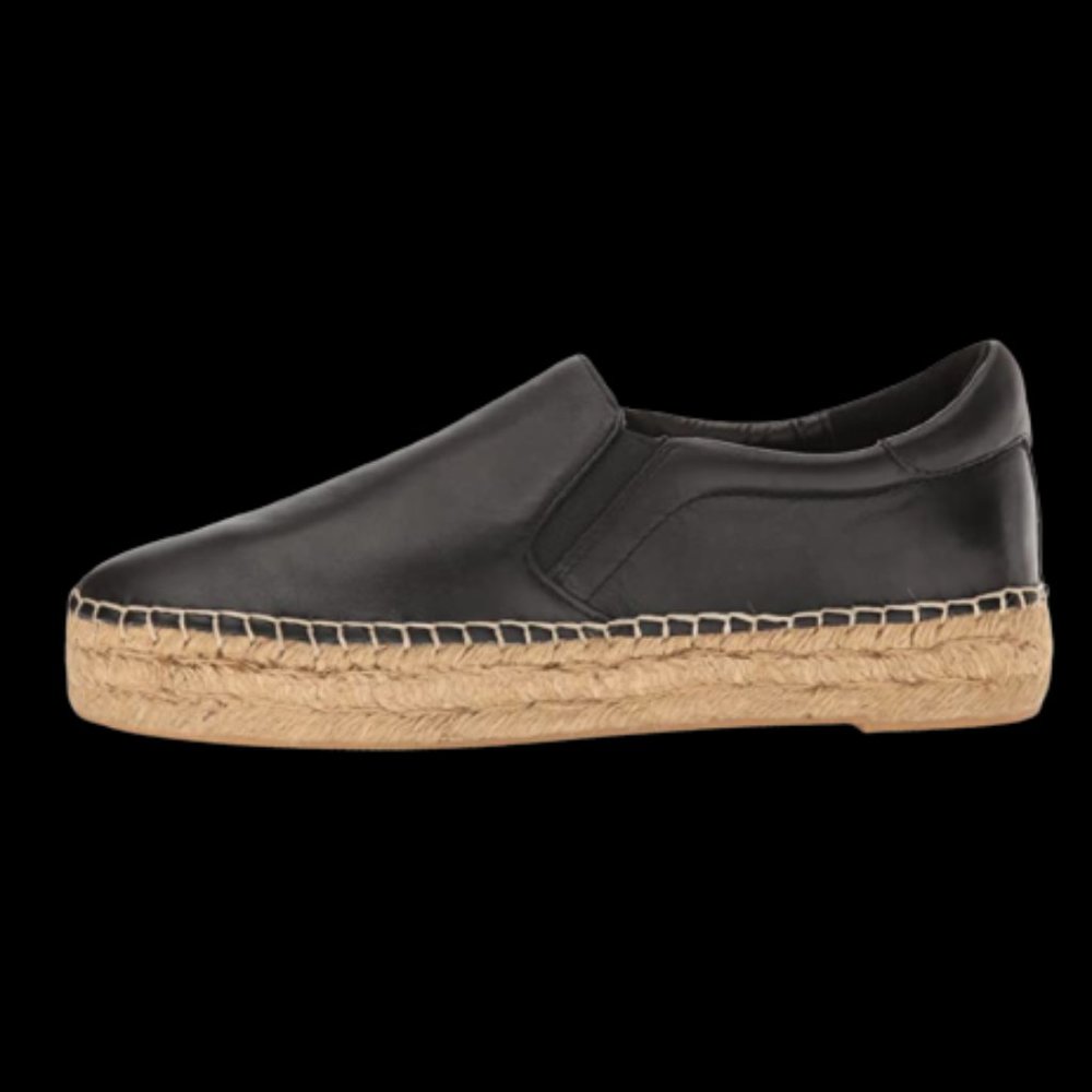 Marc Fisher LTD Moirane Black Leather Espadrille Size 11